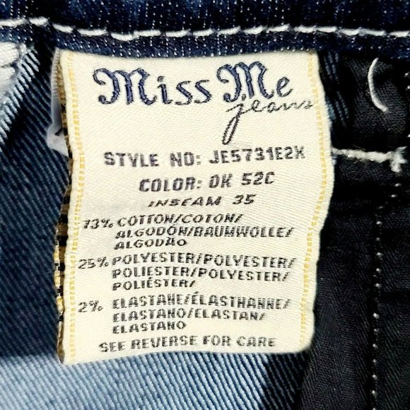 Miss Me Sz 24 Easy Boot Rear Sequins Bling Darkwash Denim Jeans - Picture 10 of 11